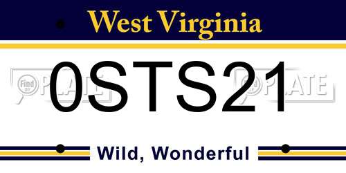 0STS21 West Virginia License Plate