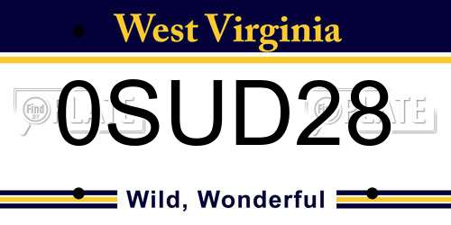 0SUD28 West Virginia License Plate
