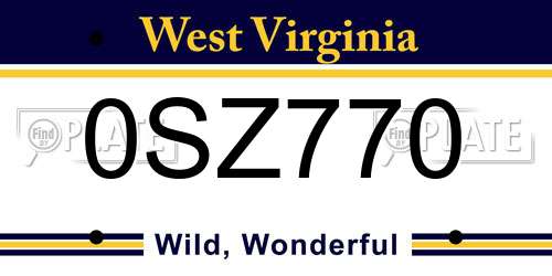 0SZ770 West Virginia License Plate