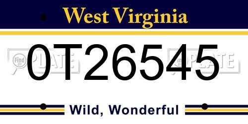 0T26545 West Virginia License Plate