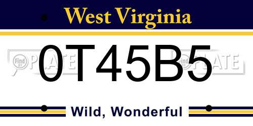 0T45B5 West Virginia License Plate
