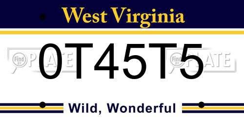0T45T5 West Virginia License Plate