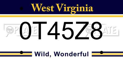 0T45Z8 West Virginia License Plate