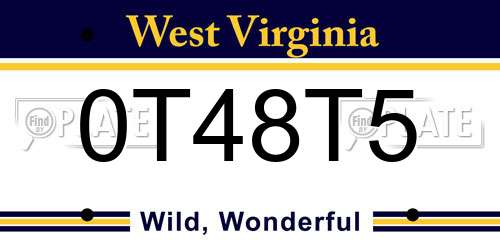 0T48T5 West Virginia License Plate