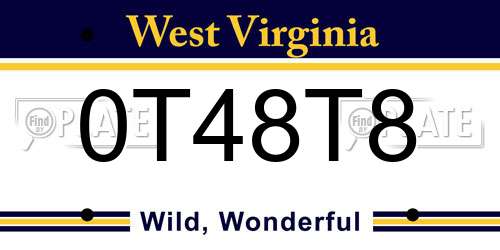 0T48T8 West Virginia License Plate