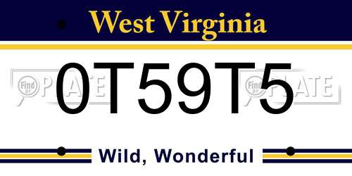 0T59T5 West Virginia License Plate