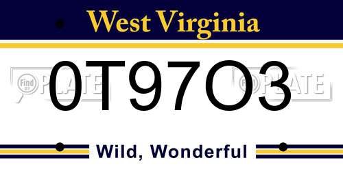0T97O3 West Virginia License Plate
