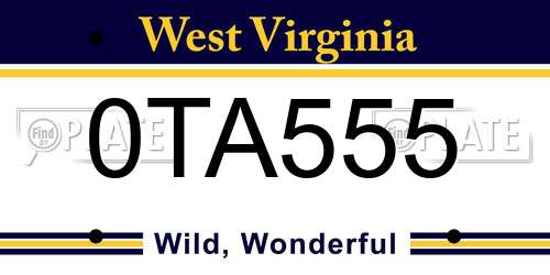 0TA555 West Virginia License Plate