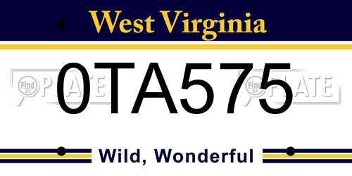 0TA575 West Virginia License Plate