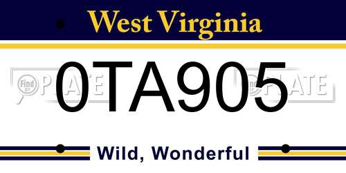 0TA905 West Virginia License Plate