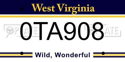 0TA908 West Virginia License Plate