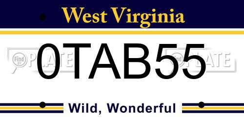 0TAB55 West Virginia License Plate