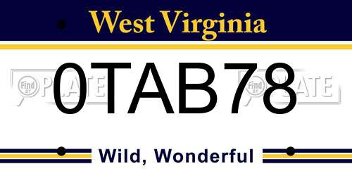 0TAB78 West Virginia License Plate