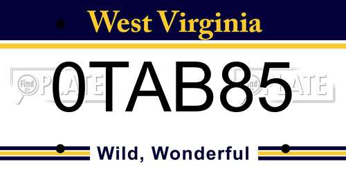 0TAB85 West Virginia License Plate