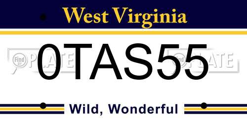 0TAS55 West Virginia License Plate