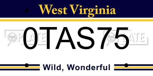 0TAS75 West Virginia License Plate