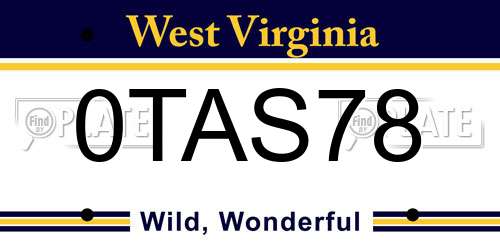 0TAS78 West Virginia License Plate