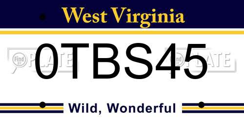 0TBS45 West Virginia License Plate