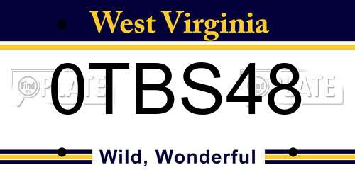 0TBS48 West Virginia License Plate