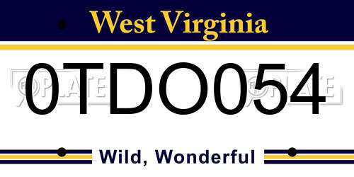 0TDO054 West Virginia License Plate
