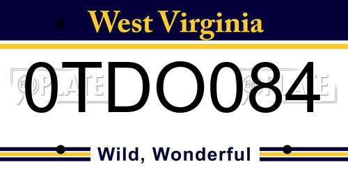 0TDO084 West Virginia License Plate