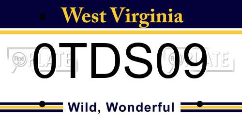 0TDS09 West Virginia License Plate