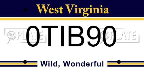 0TIB90 West Virginia License Plate