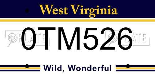 0TM526 West Virginia License Plate