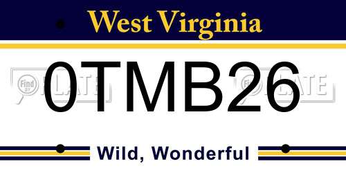 0TMB26 West Virginia License Plate
