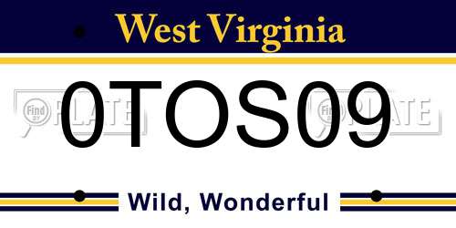 0TOS09 West Virginia License Plate