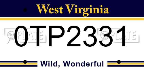 0TP2331 West Virginia License Plate