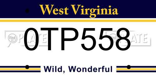 0TP558 West Virginia License Plate