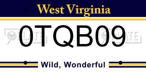 0TQB09 West Virginia License Plate
