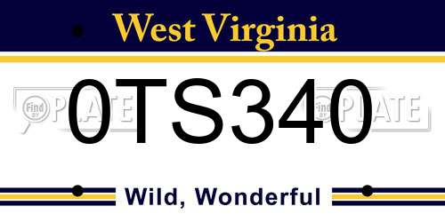 0TS340 West Virginia License Plate