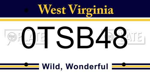 0TSB48 West Virginia License Plate