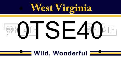 0TSE40 West Virginia License Plate