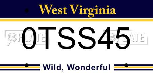 0TSS45 West Virginia License Plate