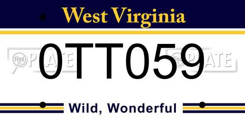 0TT059 West Virginia License Plate