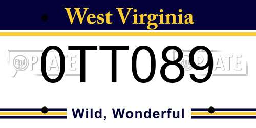 0TT089 West Virginia License Plate