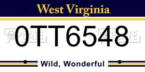 0TT6548 West Virginia License Plate