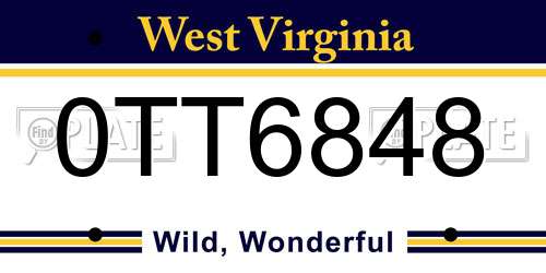 0TT6848 West Virginia License Plate
