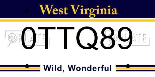 0TTQ89 West Virginia License Plate