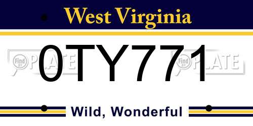 0TY771 West Virginia License Plate
