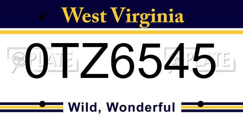 0TZ6545 West Virginia License Plate