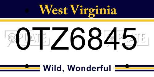 0TZ6845 West Virginia License Plate