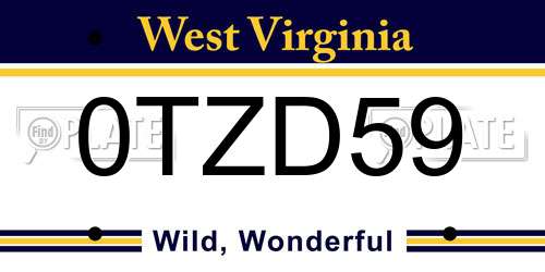 0TZD59 West Virginia License Plate
