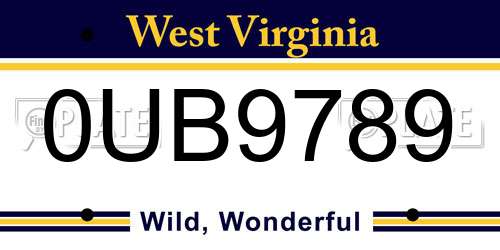 0UB9789 West Virginia License Plate