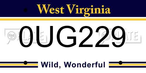 0UG229 West Virginia License Plate