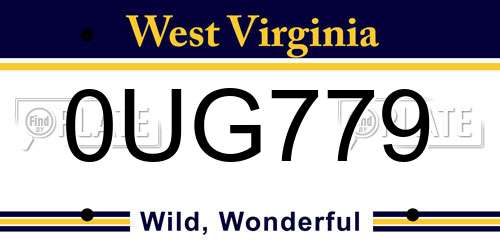 0UG779 West Virginia License Plate