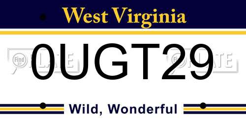 0UGT29 West Virginia License Plate